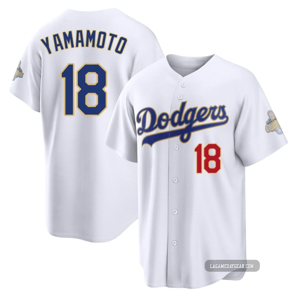 Yoshinobu Yamamoto ＃18 Los Angeles Dodgers Limited Men's Gold White 2026 Collection Stadium Jersey