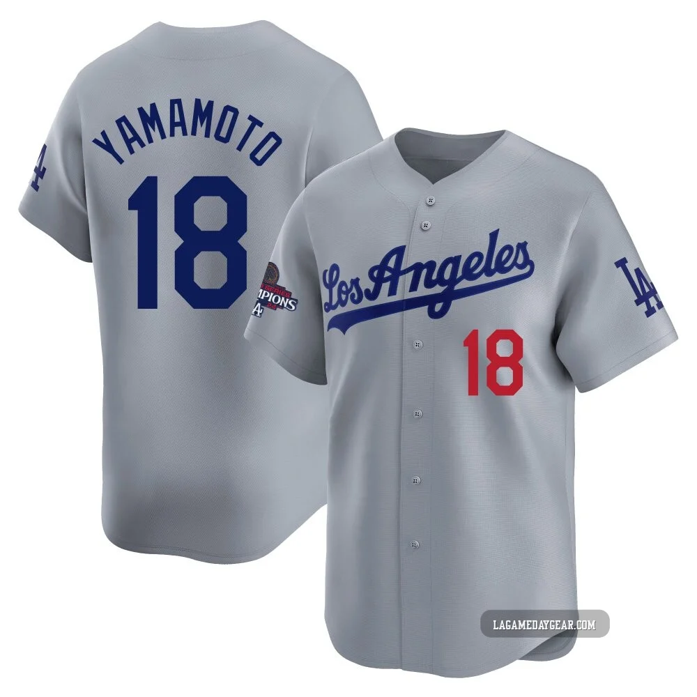 Yoshinobu Yamamoto ＃18 Los Angeles Dodgers Limited Men's Gray Away World Series Champions Jersey