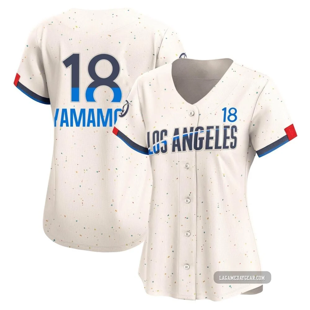 Yoshinobu Yamamoto ＃18 Los Angeles Dodgers Limited Women's Cream 2024 City Connect Jersey