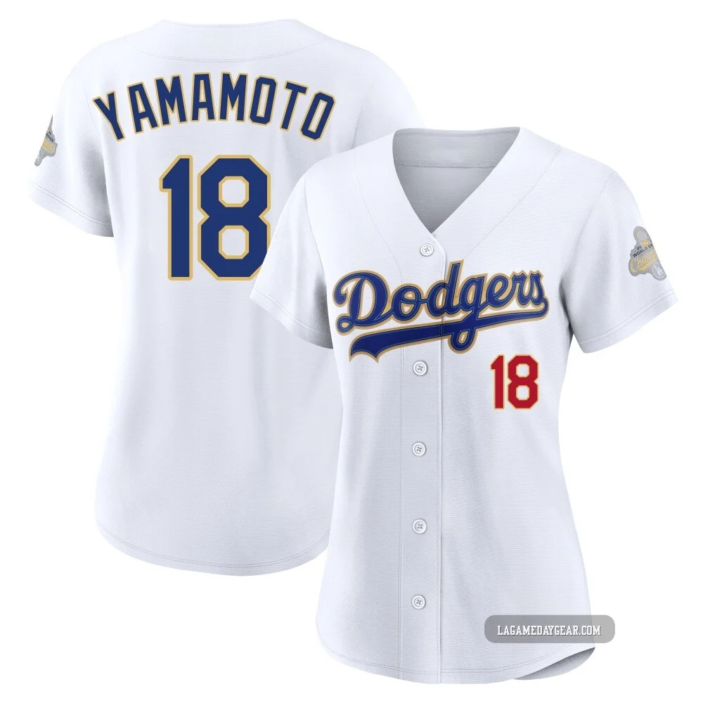 Yoshinobu Yamamoto ＃18 Los Angeles Dodgers Limited Women's Gold White 2026 Collection Stadium Jersey