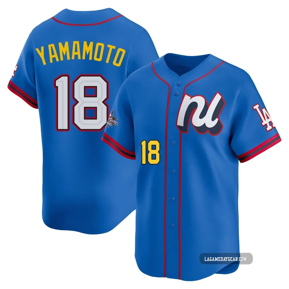 Yoshinobu Yamamoto ＃18 Los Angeles Dodgers Limited Youth Blue National League 2025 All-Star Edition Jersey