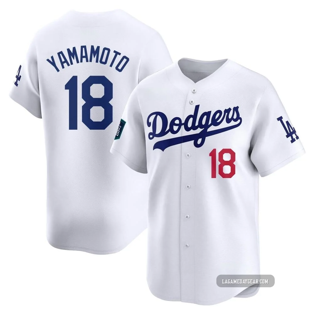 Yoshinobu Yamamoto ＃18 Los Angeles Dodgers Limited Youth White 2024 World Tour Seoul Series Home Jersey