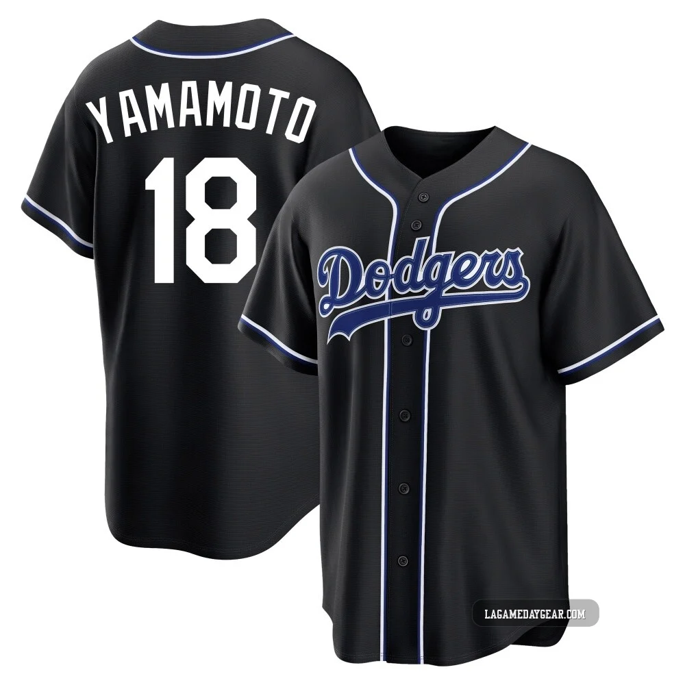 Yoshinobu Yamamoto ＃18 Los Angeles Dodgers Replica Men's Black Fashion Out Jersey