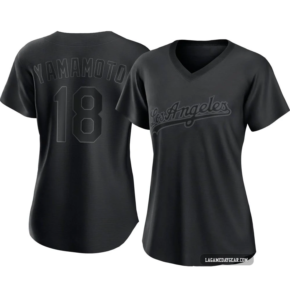 Yoshinobu Yamamoto ＃18 Los Angeles Dodgers Replica Women's Black Pitch Fashion Jersey