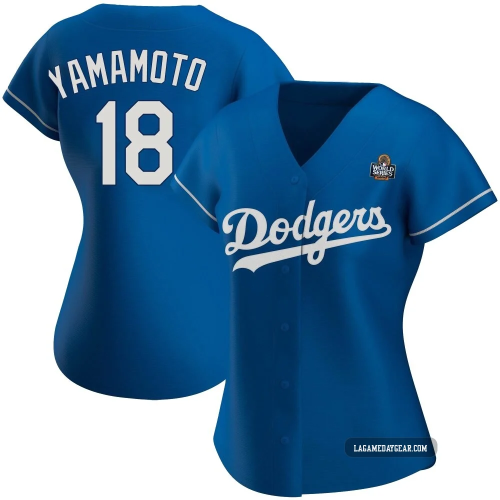 Yoshinobu Yamamoto ＃18 Los Angeles Dodgers Replica Women's Royal Alternate 2024 World Series Jersey