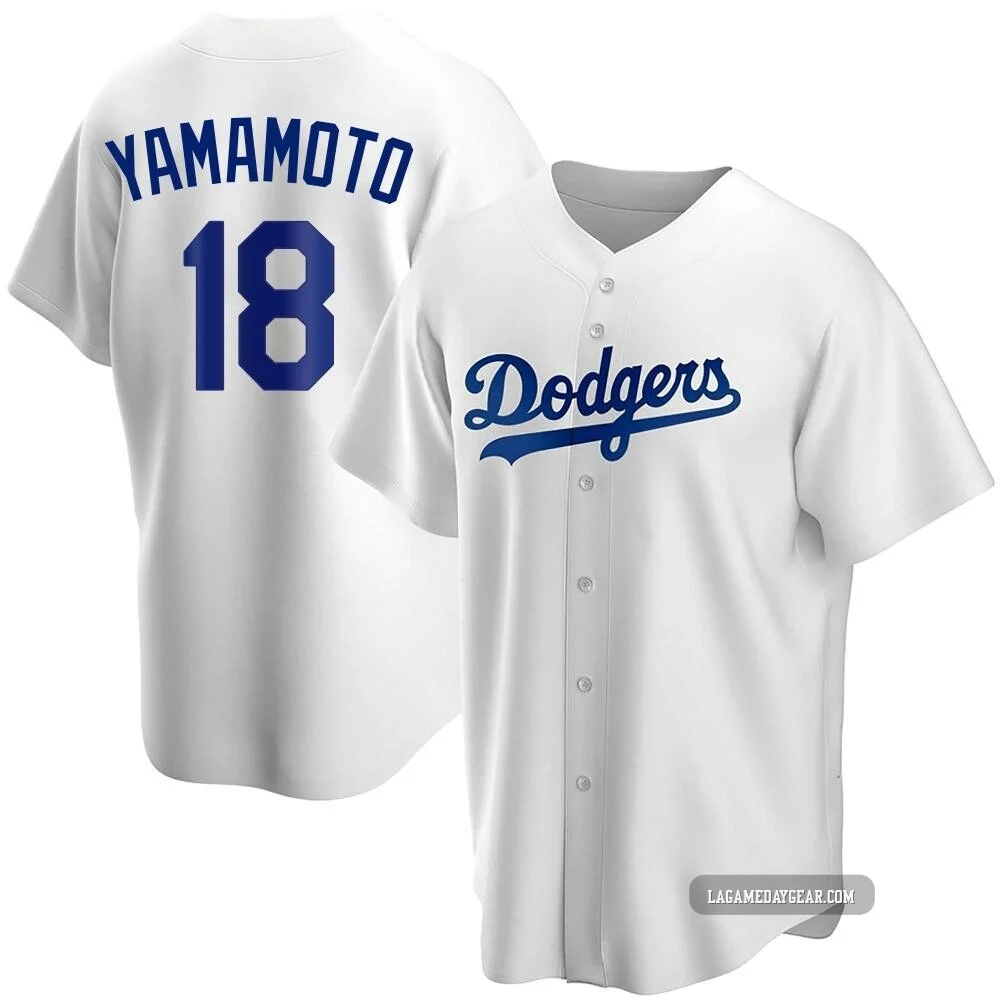 Yoshinobu Yamamoto ＃18 Los Angeles Dodgers Replica Youth White Home Jersey